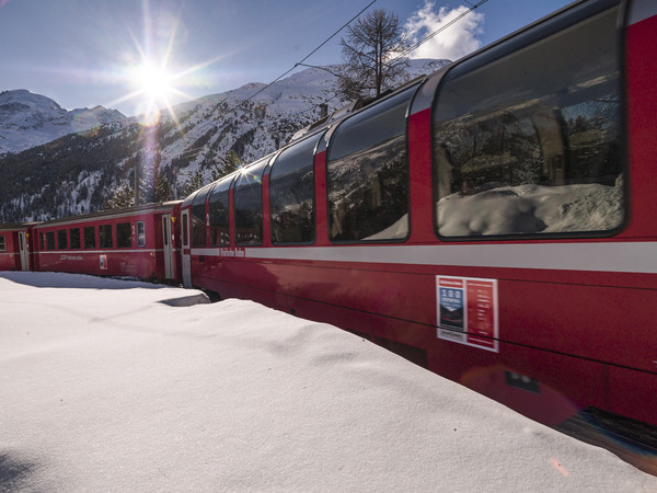 Rhätische Bahn am Bernina Pass