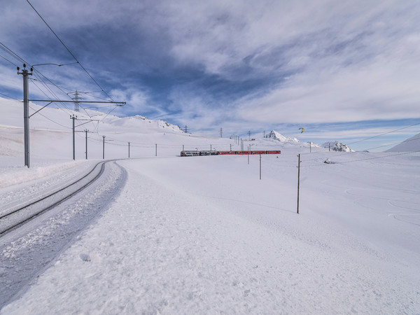Rhätische Bahn auf dem Berninapass