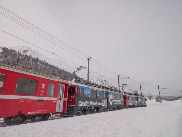 Rhätische Bahn auf dem Berninapass