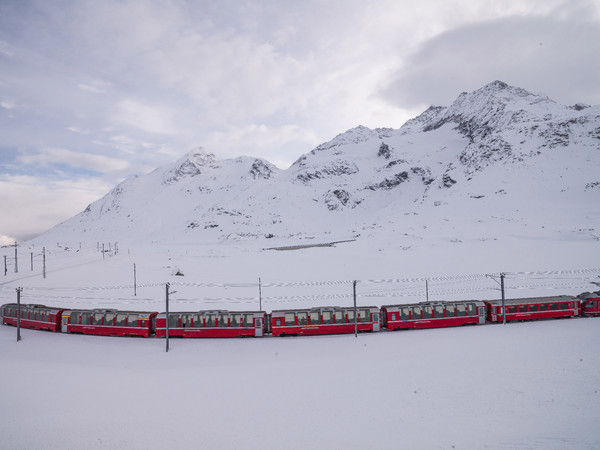 Rhätische Bahn auf dem Berninapass