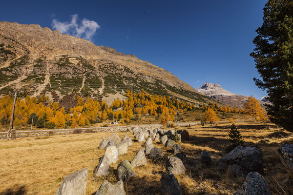 Panzersperre bei Bernina Suot am Berninapass im Oberengadin.