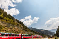 BEX, Bernina Express, Steinschlagnetzte, Brusio, Puschlav, Graubünden, Schweiz