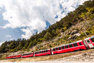 BEX, Bernina Express, Steinschlagnetzte, Brusio, Puschlav, Graubünden, Schweiz