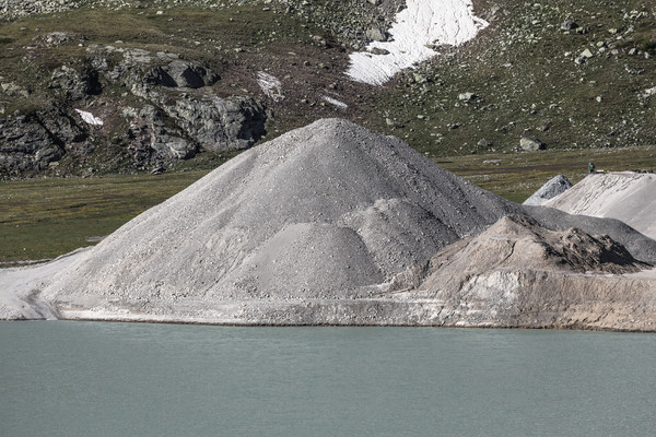 Das Kieswerk Cambrena der Costa AG auf dem Berninapass im Oberengadin in Graubünden