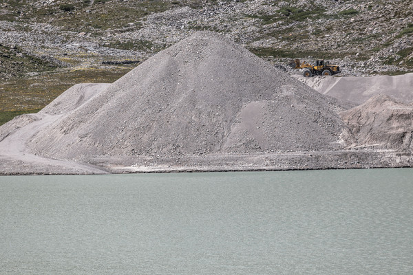 Das Kieswerk Cambrena der Costa AG auf dem Berninapass im Oberengadin in Graubünden