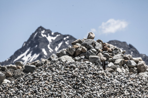 Das Kieswerk Cambrena der Costa AG auf dem Berninapass im Oberengadin in Graubünden