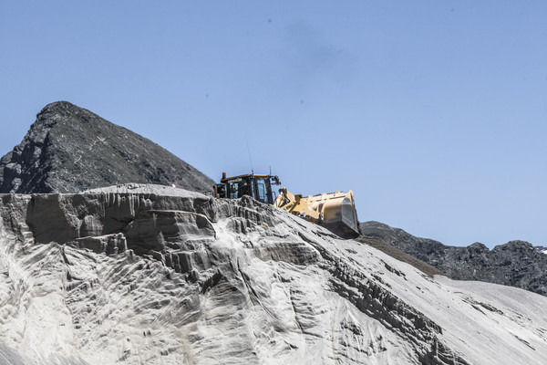 Das Kieswerk Cambrena der Costa AG auf dem Berninapass im Oberengadin in Graubünden