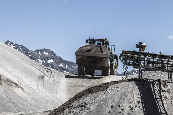 Das Kieswerk Cambrena der Costa AG auf dem Berninapass im Oberengadin in Graubünden