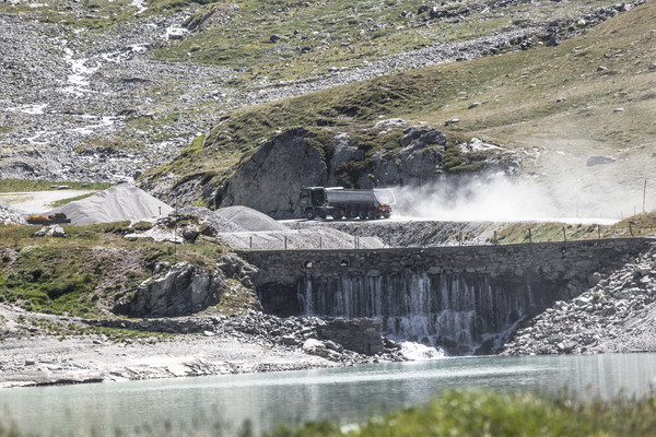 Das Kieswerk Cambrena der Costa AG auf dem Berninapass im Oberengadin in Graubünden