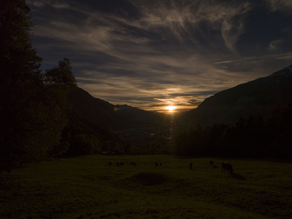 Abendstimmung beim Lürlibad oberhalb von Chur, Rheintal, Graubünden, Schweiz, Switzerland