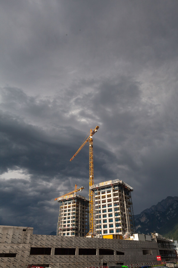 Bau vom City West in Chur, Rheintal, Graubünden, Schweiz, Switzerland