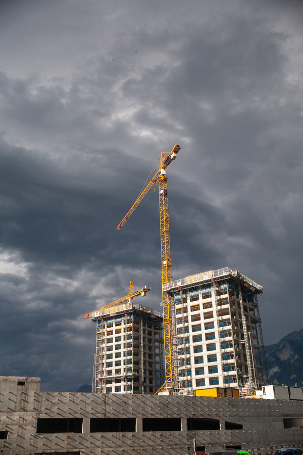 Bau vom City West in Chur, Rheintal, Graubünden, Schweiz, Switzerland