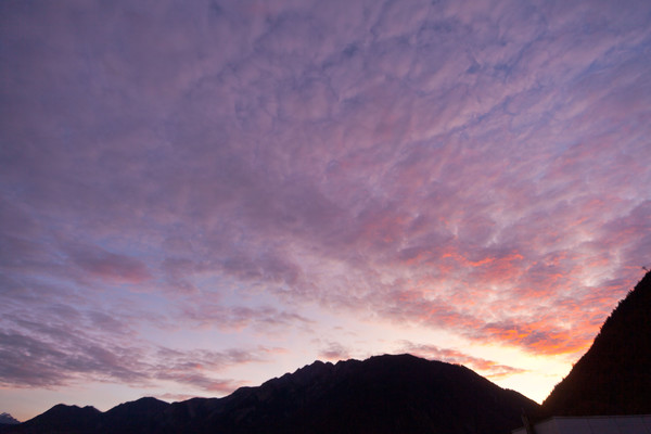 Morgenstimmung über Chur, Rheintal, Graubünden, Schweiz, Switzerland