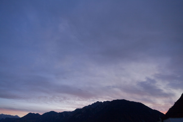 Abendstimmung über Chur, Rheintal, Graubünden, Schweiz, Switzerland