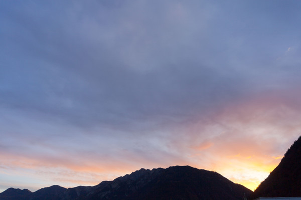 Abendstimmung über Chur, Rheintal, Graubünden, Schweiz, Switzerland