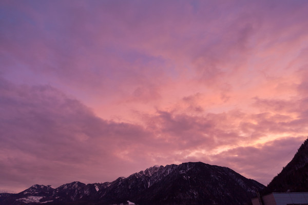 Abendstimmung über Chur, Rheintal, Graubünden, Schweiz, Switzerland