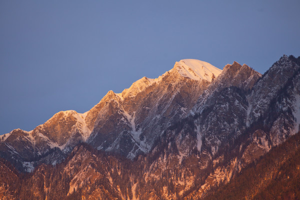 Abendstimmung über Chur im Bündner Rheintal, Graubünden, Schweiz