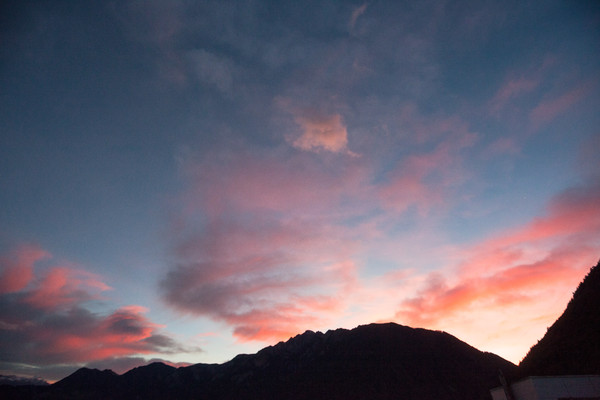 Abendstimmung über Chur, Rheintal, Graubünden, Schweiz, Switzerland