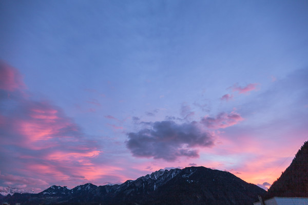 Morgenrot über Chur, Rheintal, Graubünden, Schweiz, Switzerland