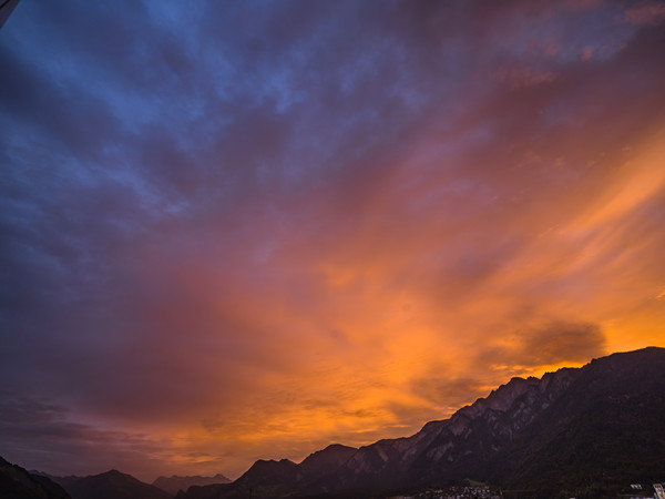 Morgenstimmung in Chur, Rheintal, Graubünden, Schweiz, Switzerland