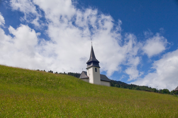 Conters, Prättigau, Graubünden, Schweiz, Sommer, Kirche