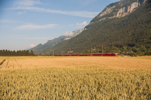 RhB Pendler vor Felsberg