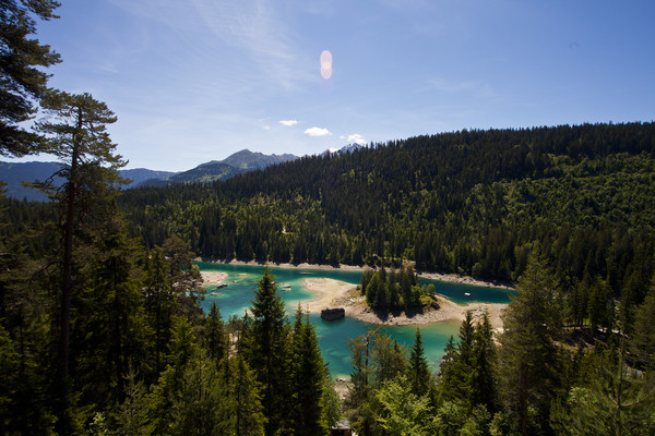 Caumasee in Flims, 2011 mit sehr wenig Wasser