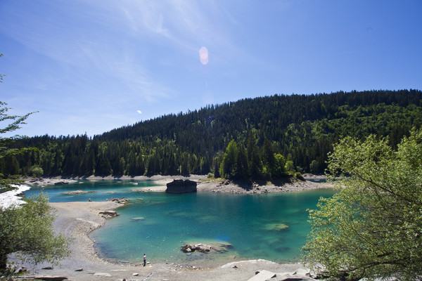 Caumasee in Flims, 2011 mit sehr wenig Wasser