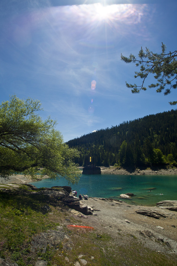 Caumasee in Flims, 2011 mit sehr wenig Wasser