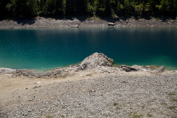 Caumasee in Flims, 2011 mit sehr wenig Wasser