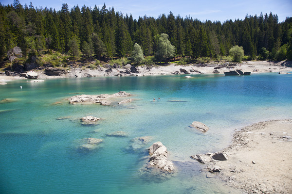 Caumasee in Flims, 2011 mit sehr wenig Wasser