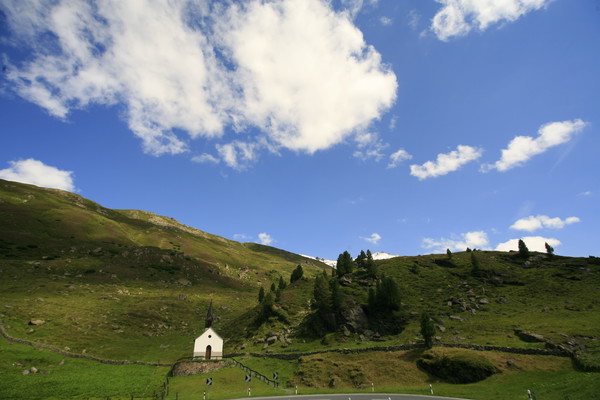 Kapelle bei Tschuggen auf dem Flüelapass in Graubünden, Schweiz