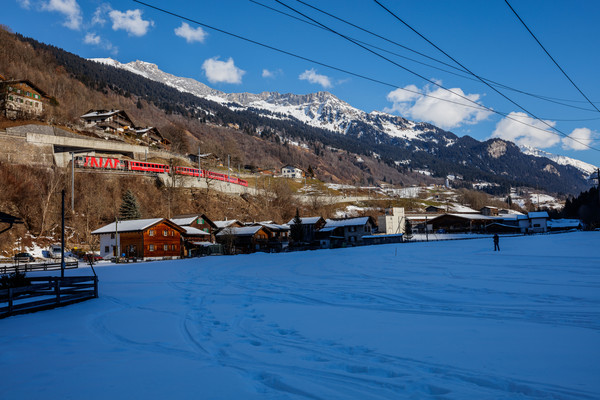 Die Rhätische Bahn bei Küblis im Prättigau