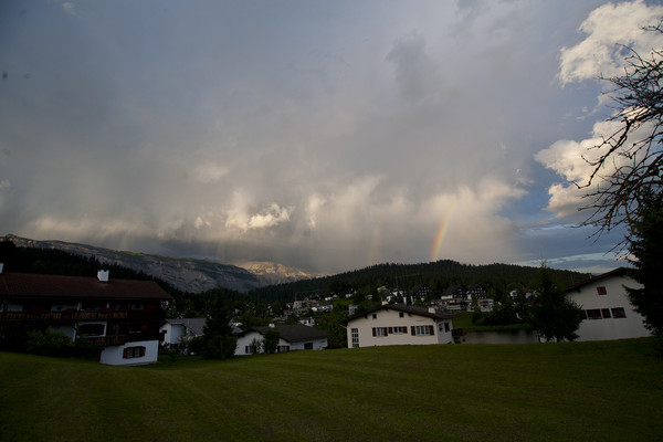 Gewitterstimmung in Laax, Graubünden, Schweiz