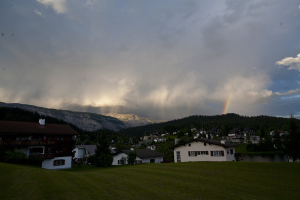Gewitterstimmung in Laax, Graubünden, Schweiz