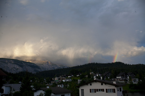 Gewitterstimmung in Laax, Graubünden, Schweiz