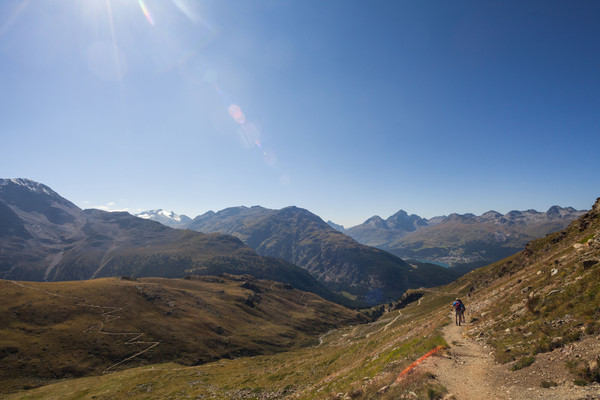Wandern in der Region vom Piz Languard bei Pontresina, Oberengadin, Engadin, Graubünden, Schweiz, Switzerland, Wandern, Weitsicht