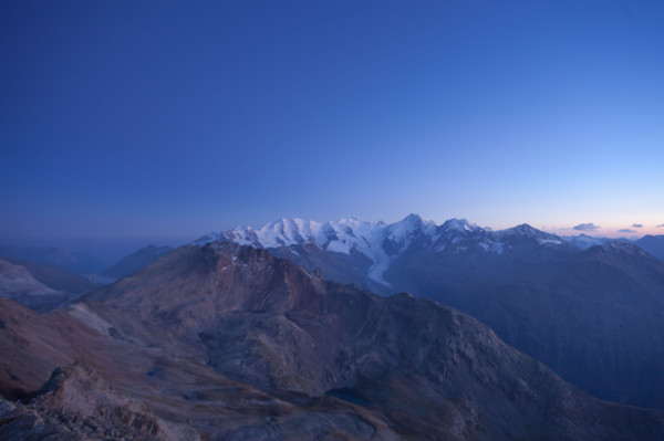 Sonnenuntergang am Piz Languard bei Pontresina, Oberengadin, Engadin, Graubünden, Schweiz, Switzerland, Wandern, kalt, Weitsicht