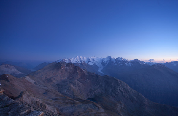 Sonnenuntergang am Piz Languard bei Pontresina, Oberengadin, Engadin, Graubünden, Schweiz, Switzerland, Wandern, kalt, Weitsicht