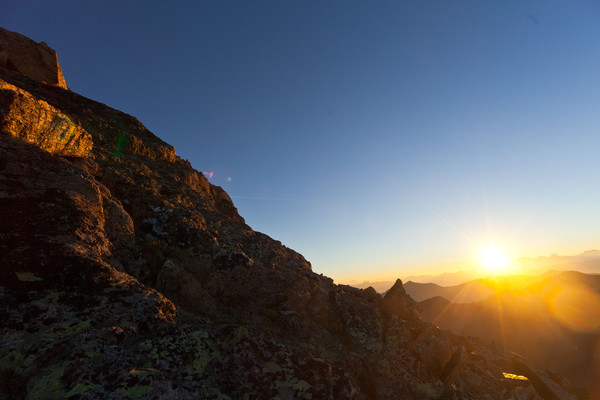 Sonnenaufgang am Piz Languard bei Pontresina, Oberengadin, Engadin, Graubünden, Schweiz, Switzerland, Wandern, kalt, Weitsicht