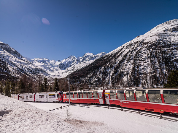 Montebellokurve, Oberengadin, Graubünden, Schweiz