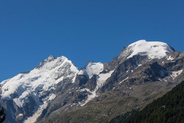 Piz Bernina, Pontresina, Oberengadin, Engadin, Graubünden, Schweiz, Switzerland, Sommer, Eis, Schnee,