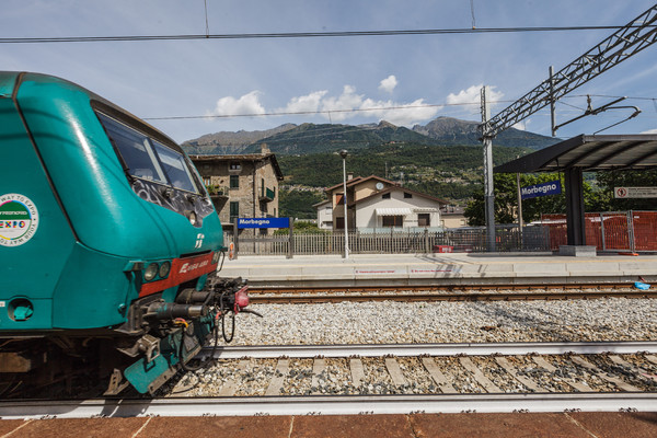 Bein Bahnhof von Morbegno im Veltlin