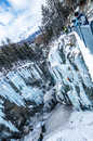 Eisklettern, Pontresina, Oberengadin, Graubünden, Schweiz