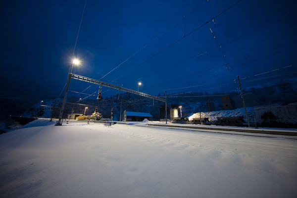 Rhätische Bahn auf der Rheinbrücke bei Reichenau