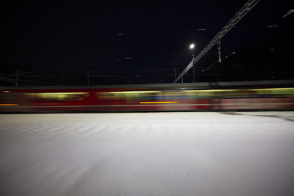 Rhätische Bahn auf der Rheinbrücke bei Reichenau