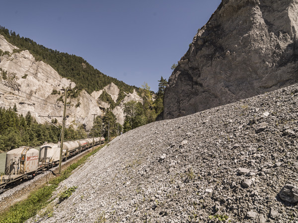 Güterzug in der Rheinschlucht